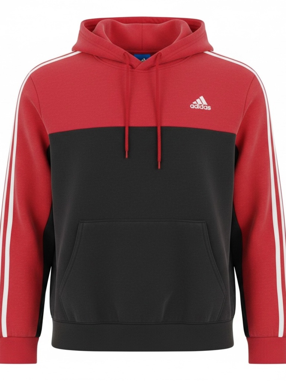 Adidas Youth Colorblock Fleece Pullover Hoodie in Red and Black L